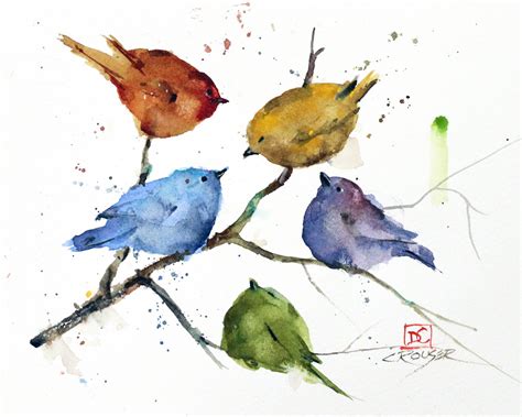 BIRDS in TREE Watercolor Bird Print by Dean Crouser | Etsy | Watercolor ...