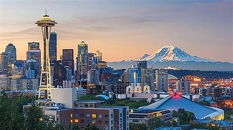 View Of Downtown Seattle Skyline Background, America, Architecture, Arena Background Image And ...