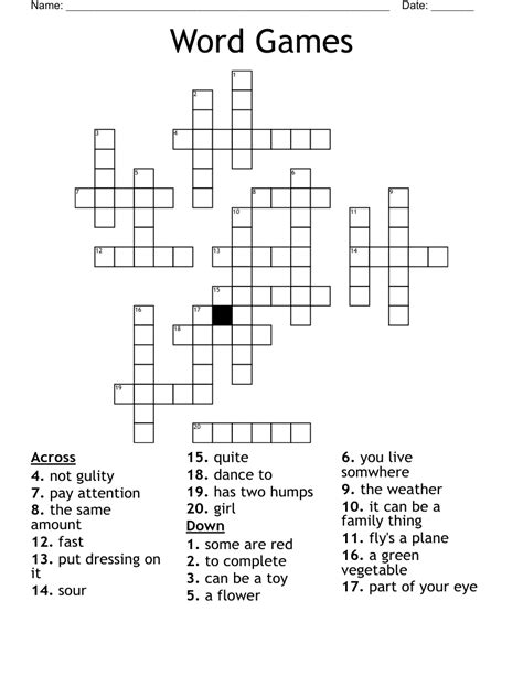 Word Games Crossword - WordMint