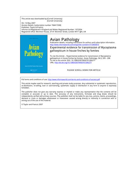 (PDF) Experimental evidence for transmission of Mycoplasma ...