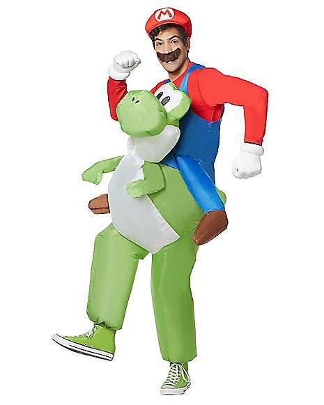 Super Mario Brother Mario Riding Yoshi Inflatable Halloween Costume w/ fan Costumes, Reenactment ...