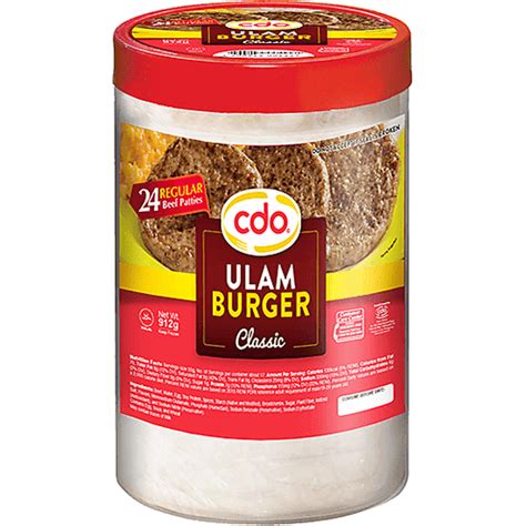 CDO Ulam Burger Regular | 912g | Deli & Hotdogs | Walter Mart