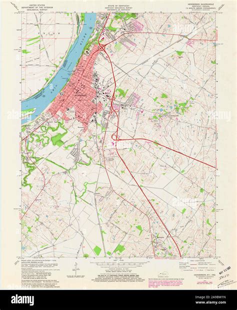 USGS TOPO Map Kentucky KY Henderson 803615 1971 24000 Stock Photo - Alamy