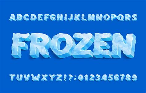 Frozen Alphabet Font 3d Ice Letters And Numbers With Shadow Stock Illustration - Download Image ...