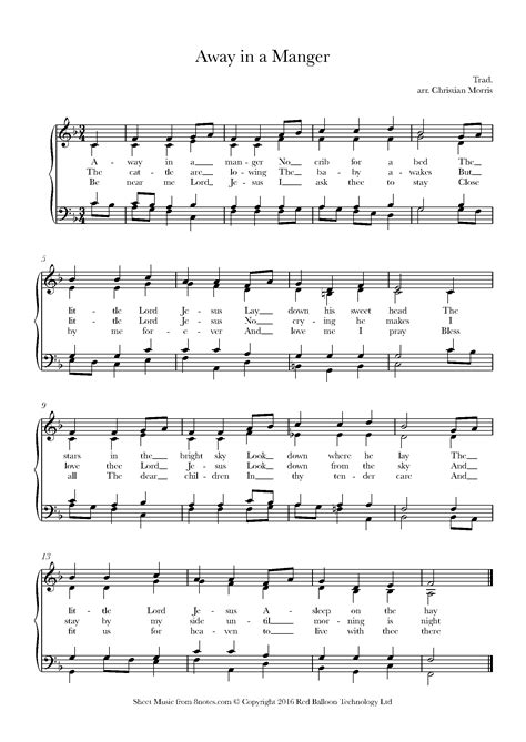 Away In A Manger Free Printable Sheet Music