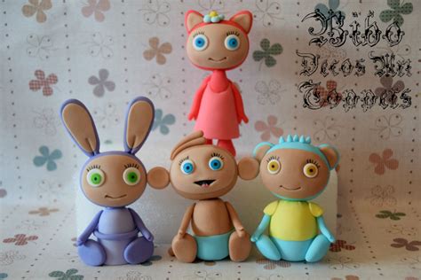 Edible 3D Waybuloo Pipling Nok Tok/ Lau Lau/ Yojojo/ De Li Fondant Cake Toppers Set , Birthday ...