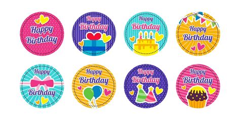 Happy Birthday Stickers 2065715 Vector Art at Vecteezy