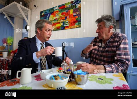 Ukip Leader Nigel Farage meets John Nichols of the Thanet Fishing Association during a visit to ...