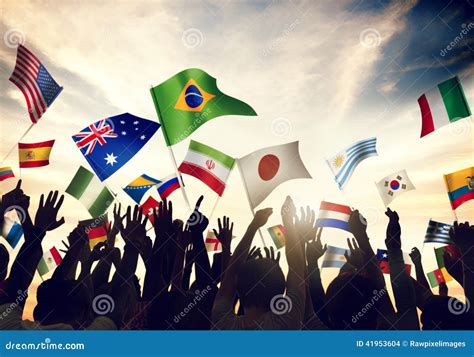 Group Of People Waving Flags In World Cup Theme Stock Photo - Image: 41953604