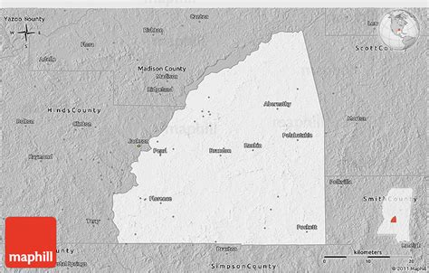 Gray 3D Map of Rankin County