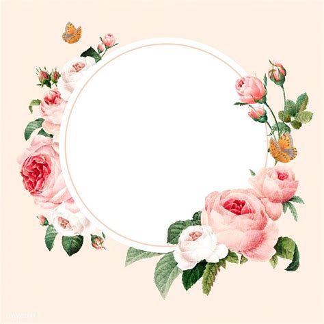 Download premium vector of Blank floral round frame vector 1216085 | Floral border design, Pink ...