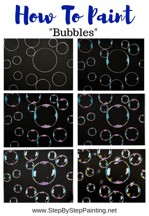 how to paint bubbles with black background and blue circles on the ...