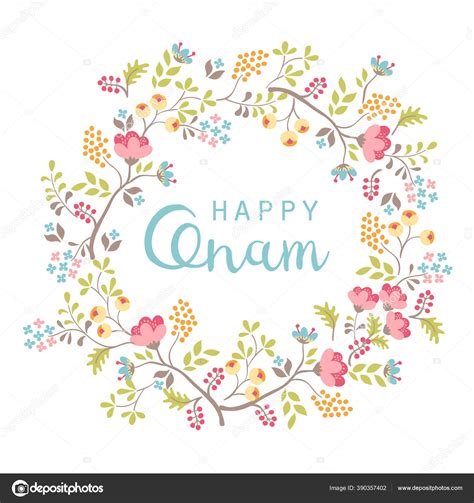 Happy Onam Flower Greetings South Indian Festival Onam Vector Illustration Stock Vector by ...