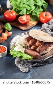 Cevapcici Cevapi Served Lepinja Bread Onion Stock Photo 1348650575 ...