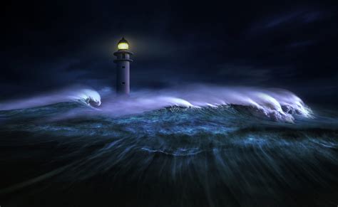 Stormy Lighthouse: HD Ocean Wallpaper by Nikos Bantouvakis