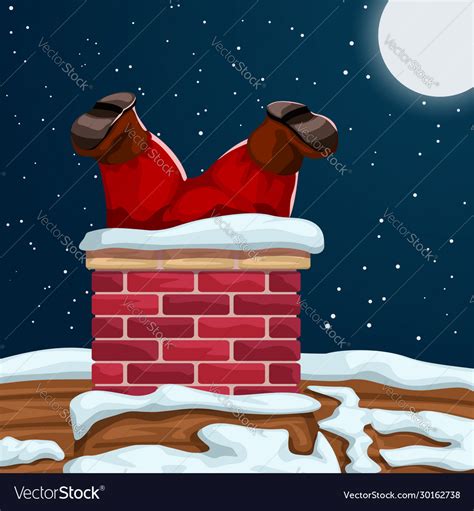 Santa stuck in chimney Royalty Free Vector Image