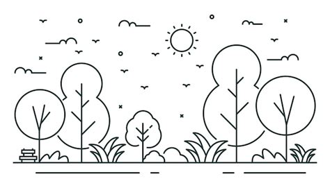 Premium Vector | Tree illustration in line style natural concept