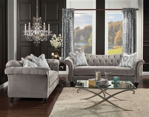 Antoinette Dolphin Gray Living Room Set from Furniture of America ...