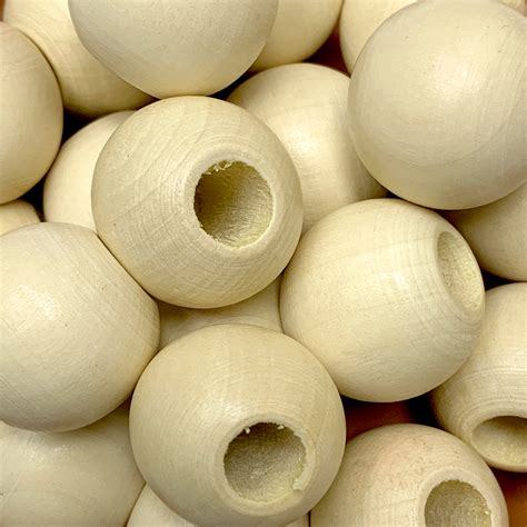 25mm Wholesale Natural Large Round Wood Beads at CraftySticks