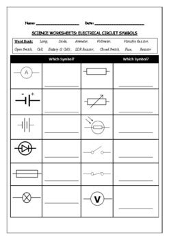 Electrical Circuit Symbols Worksheet