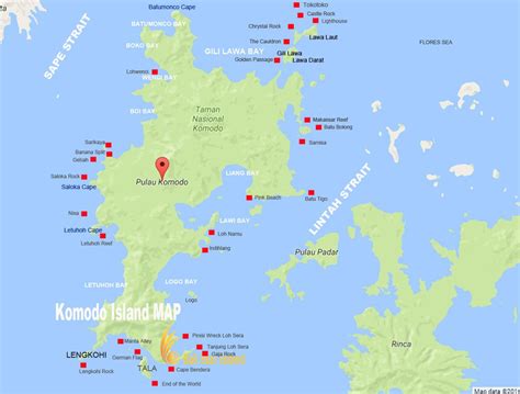 Komodo Island Map | Komodo National Park Tourism Maps