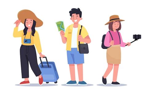 Free Vector | Flat tourists ready for holiday