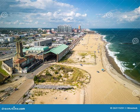 Drone of a Building in Asbury Park Beach Boardwalk New Jersey by the Atlantic Ocean Stock Image ...