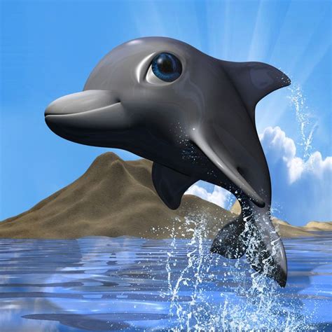 Cartoon Dolphin RIGGED Preview - 3DOcean | Cartoon dolphin, Cartoon pics, Cartoon