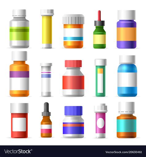 Medicine bottles set Royalty Free Vector Image