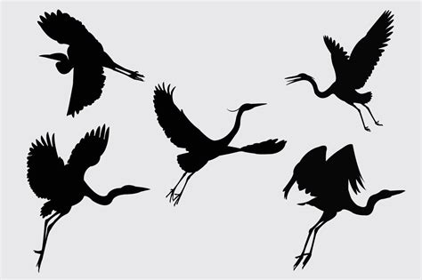 Beautiful Flying Heron Bird Silhouette Graphic by Anup Ray · Creative ...