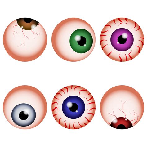 Spooky Halloween eyeballs. Realistic eyes set 12659845 Vector Art at ...