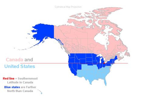 27 US states are actually farther north than the southernmost point of Canada