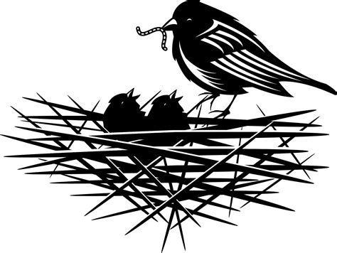 Birds Nest Clipart Black And White