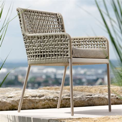 Contemporary Powder Coated Aluminum Rope Outdoor Dining Chair Luxury 5 star