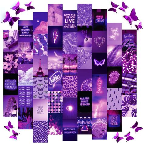 Buy Artivo Purple wall collage kit aesthetic pictures, 50 Set 4x6 with ...