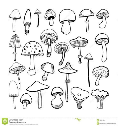 Cute Garden Mushrooms Coloring Page B26 | Doodle art drawing, Mushroom drawing, Easy doodle art