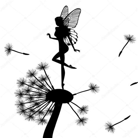 Download - Little fairy dancing on a dandelion — Stock Illustration ...