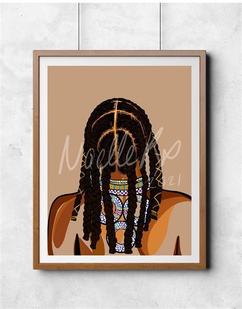 Black Hair Art Cornrows Afro American Woman With Braids - Etsy