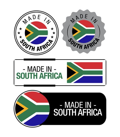 Set of Made in South Africa labels, logo, South Africa Flag, South Africa Product Emblem ...