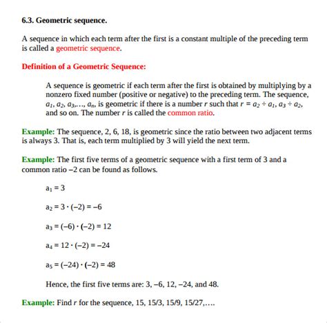 FREE 7+ Sample Geometric Sequence Examples in PDF