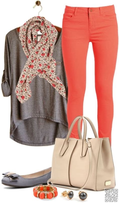 Colour dress outfits coral pants, fashion accessory, casual wear, t shirt | Coral Outfits ...