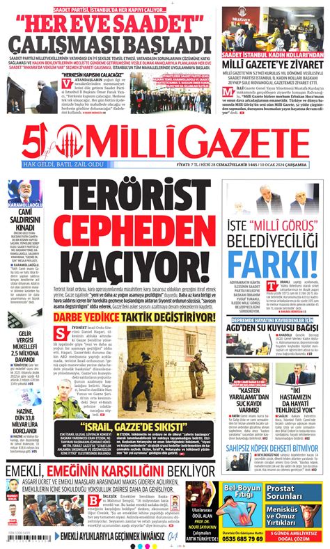 Milli Gazetesi - Milli Manşet Oku - Haberler 10 Ocak 2024