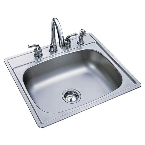 FrankeUSA Drop-In Satin Stainless Steel 25 in. 4-Hole Single Bowl ...