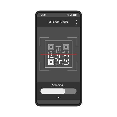 plantilla de vector de interfaz de aplicación de escaneo de código qr. diseño de diseño en negro ...