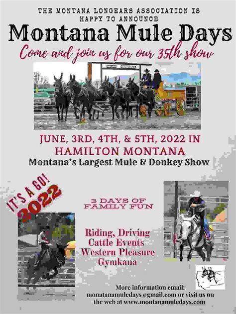 Schedule - Montana Mule Days | Montana Mule Days