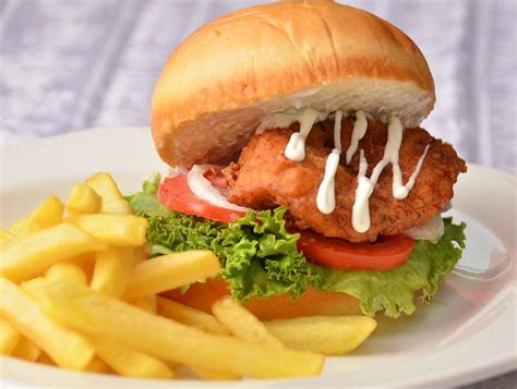 Chicken Burger and Chips | Burger and chips, Chicken burgers, Burger