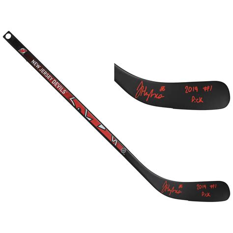 Jack Hughes New Jersey Devils Autographed Mini Composite Hockey Stick with "2019 #1 Pick ...