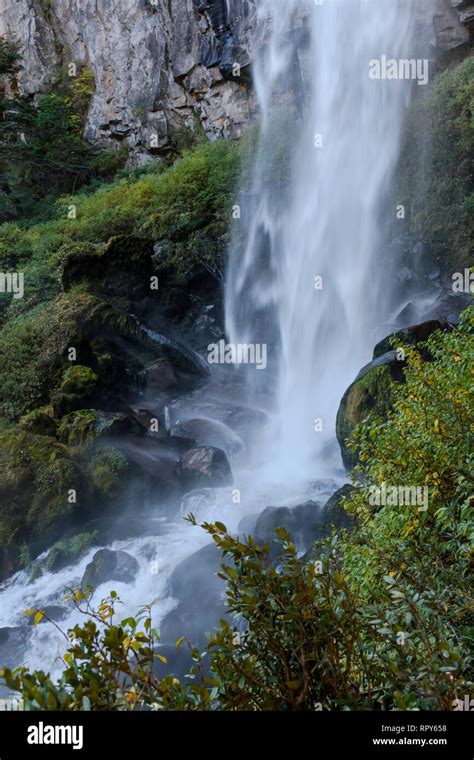 El Saltillo waterfall located in Lanin National Park, Patagonia ...