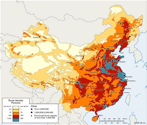 China: population density map - Students | Britannica Kids | Homework Help