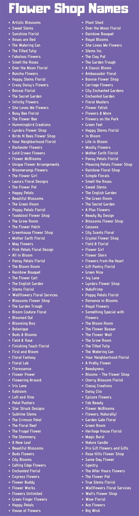 473 Cute Flower Shop Names & How to Choose One | Cake business names, Flower shop names, Nail ...